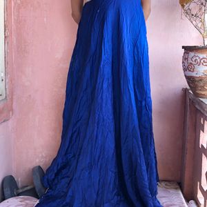 Blue Satin Gown With Siquen Choli