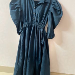 Green Puff Sleeve Dress