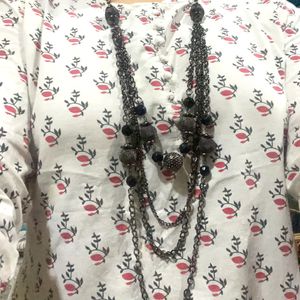 Beautiful Black Metal Multilayered Necklace For Wo