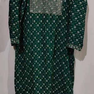 Green Embroidery Work Kurti