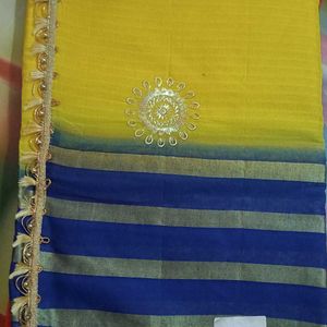 Beautiful Design Heavy Work Pure Cotton Saree