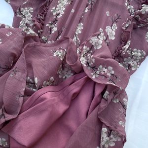 Cherry Blossom Ruffle Korean Dress