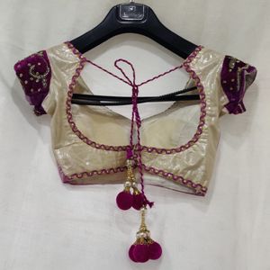 Purple And Offwhite Stitched Lehenga Choli Set