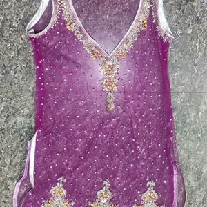 Heavy Work Purple Anarkali Kurta Set