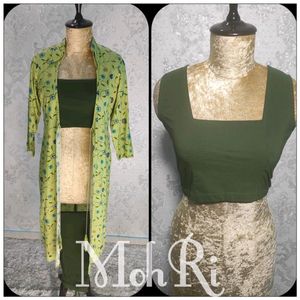 Kurti Set With Pant And Crop Top