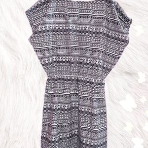 H&M Boho Printed Black And White Dress