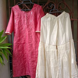 Branded New Beautiful Kurta And Flared Sharara Set