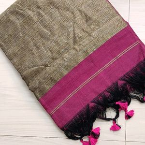 Soft Khadi Saree Pink