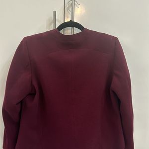 Casual maroon colour Cropped Jacket