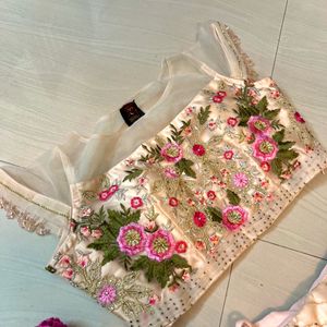 Peach Heavy Embroidery Lehanga