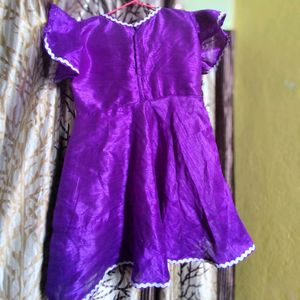 Purple Frock With Bow for Kids