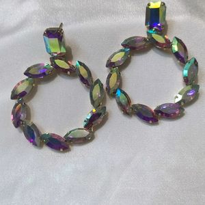 Rainbow Korean Glass Stone Earring