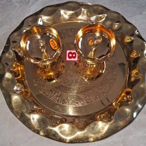 Pooja Arti Plate (Thali) With Two Diya