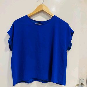 Blue Oversized Crop Top