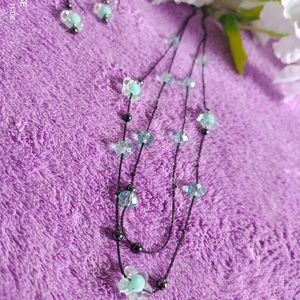 🎉Blue 🌸Flower Chain With Earings