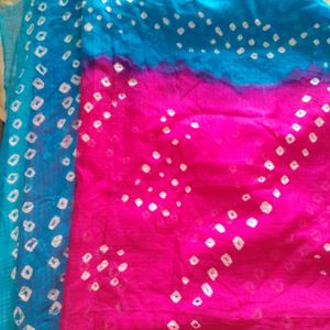 Multi Color Printed Bandini Print Saree (Women's)