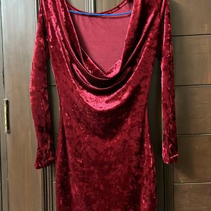 Red Velvet Full Sleeve Dress