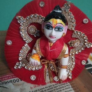 Laddu Gopal Dress in Red Color with Beautiful Turb