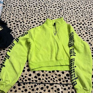 H&M divided neon green cropped sweatshirt