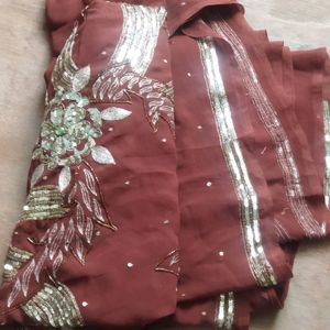 Beautiful Saree with sliver Design