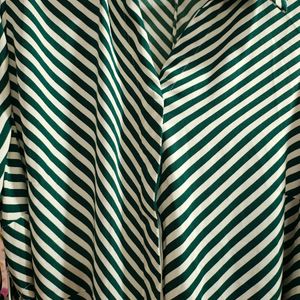 Dark Green And White Striped Dress