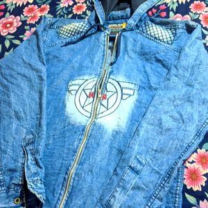 Totally New Denim Hoodie Collar Shirt/Jacket