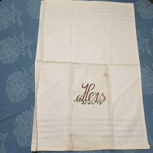 2 White Towel Set - His & Hers