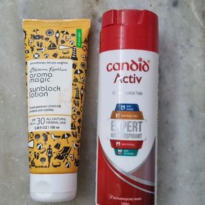 Sunscreen & Candid Sweat Control Talc