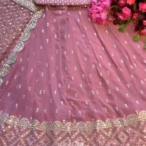 Mirror Work - Rosy Lehenga