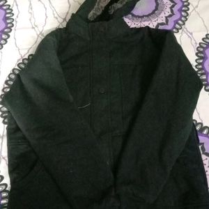 Heavy Woollen Jacket With Hudy