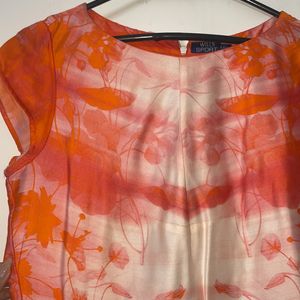 Orange And White Tie Dye A-Line Formal Dress