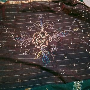 Beautiful Pattu Saree With Hand Work