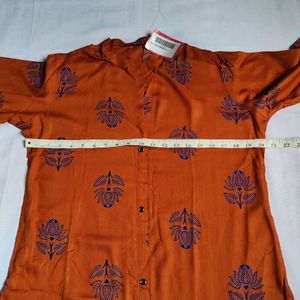 Orange Printed Kurta