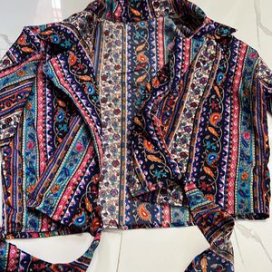 Crop Multicolour Wrap Tie Top