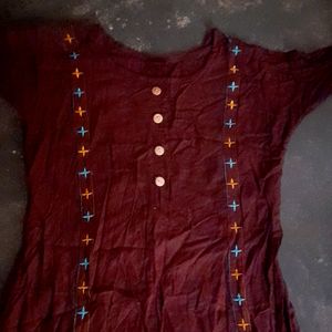 Burgundy Color Kurti Rayon Far Dally Use