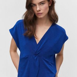 Mango Extended Sleeves Twisted Top