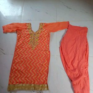 Orange Patiyala Suit