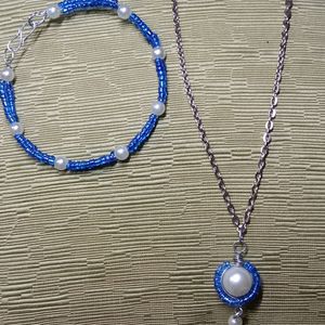 COMBO OF HANDMADE PENDENT AND BRACELET 🔵