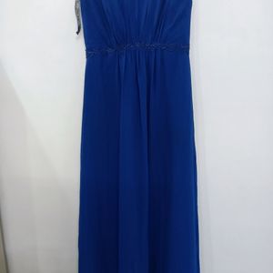 Navy Blue Gown With Designer Back