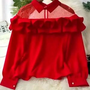 Casual Red Korean Top