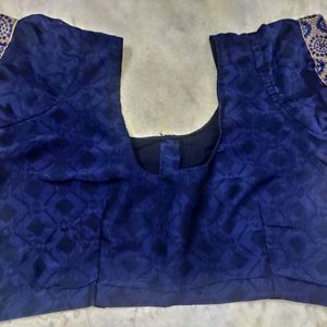 Blue Satin Crape Silk Blouse, Read Description