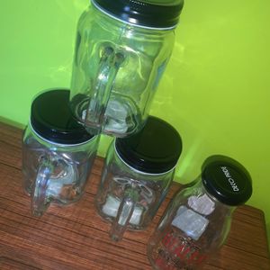 Mason Jar A Set Of 3piece With One Glass Bottle