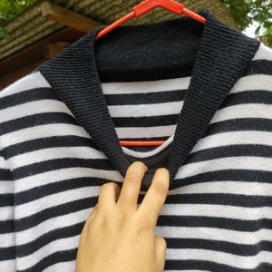 Striped Turtle Neck Top Sweater