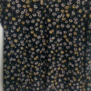 Black Flower Print Top