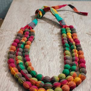 Brand New Three Layers Cotton Cloth Bead Necklace