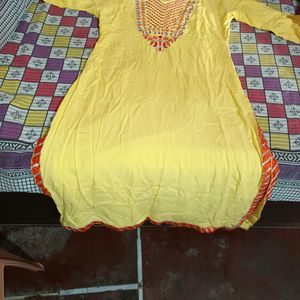 Yellow Colour Branded Kurti