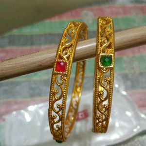 Fashionable Gold Bangles - Pack Of 2