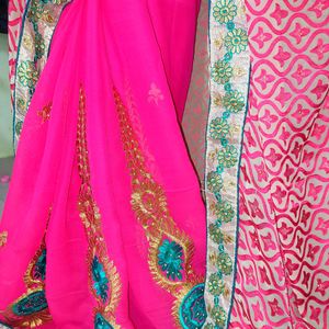 70% Off Today - Pink Saree with Stunning Design