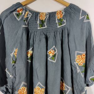 Grey Embroidered Top For Woman