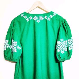 Green Embroidery Work Top Size-46